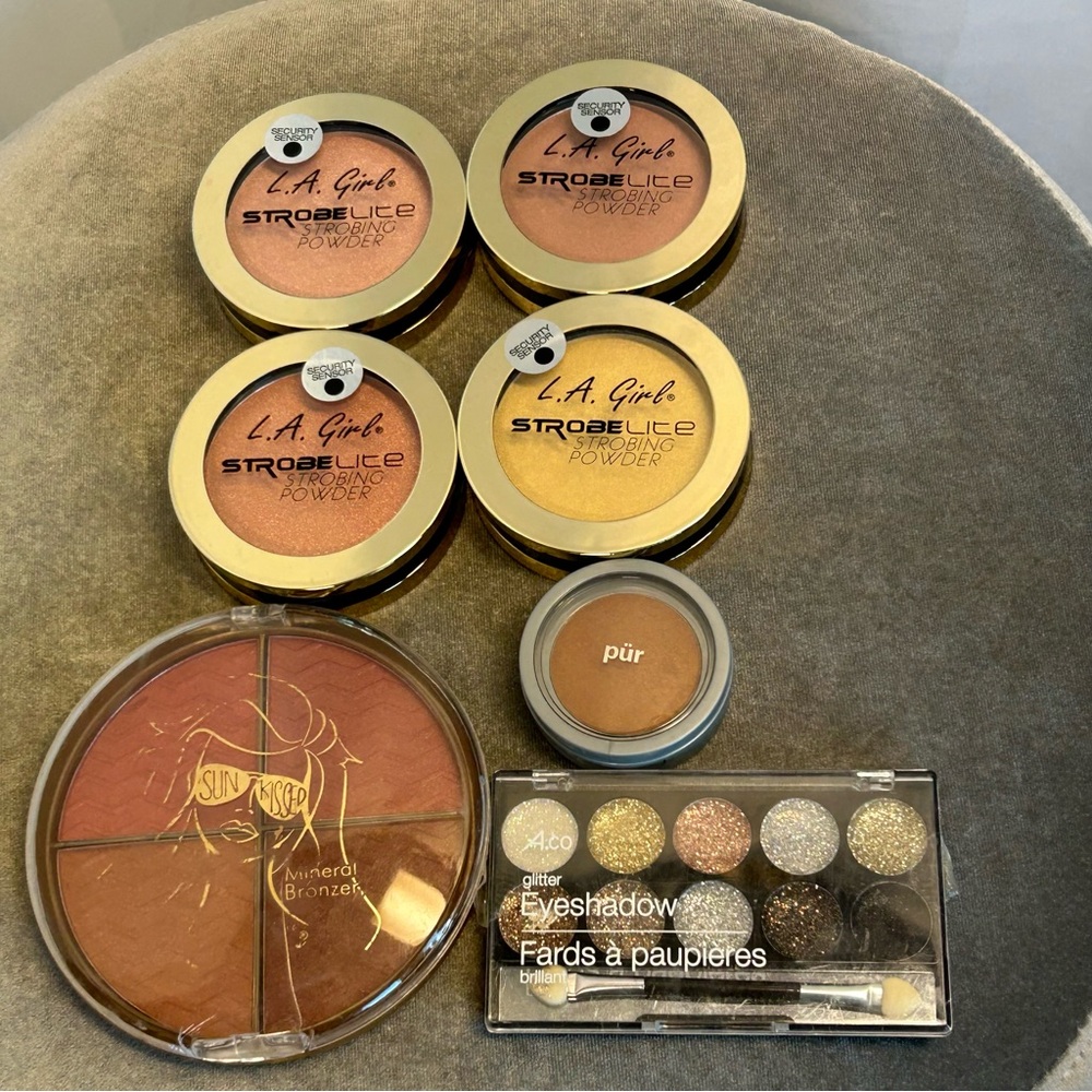L.A. Girl blush highlighter bronzer set bundle glitter cream eyeshadow palette